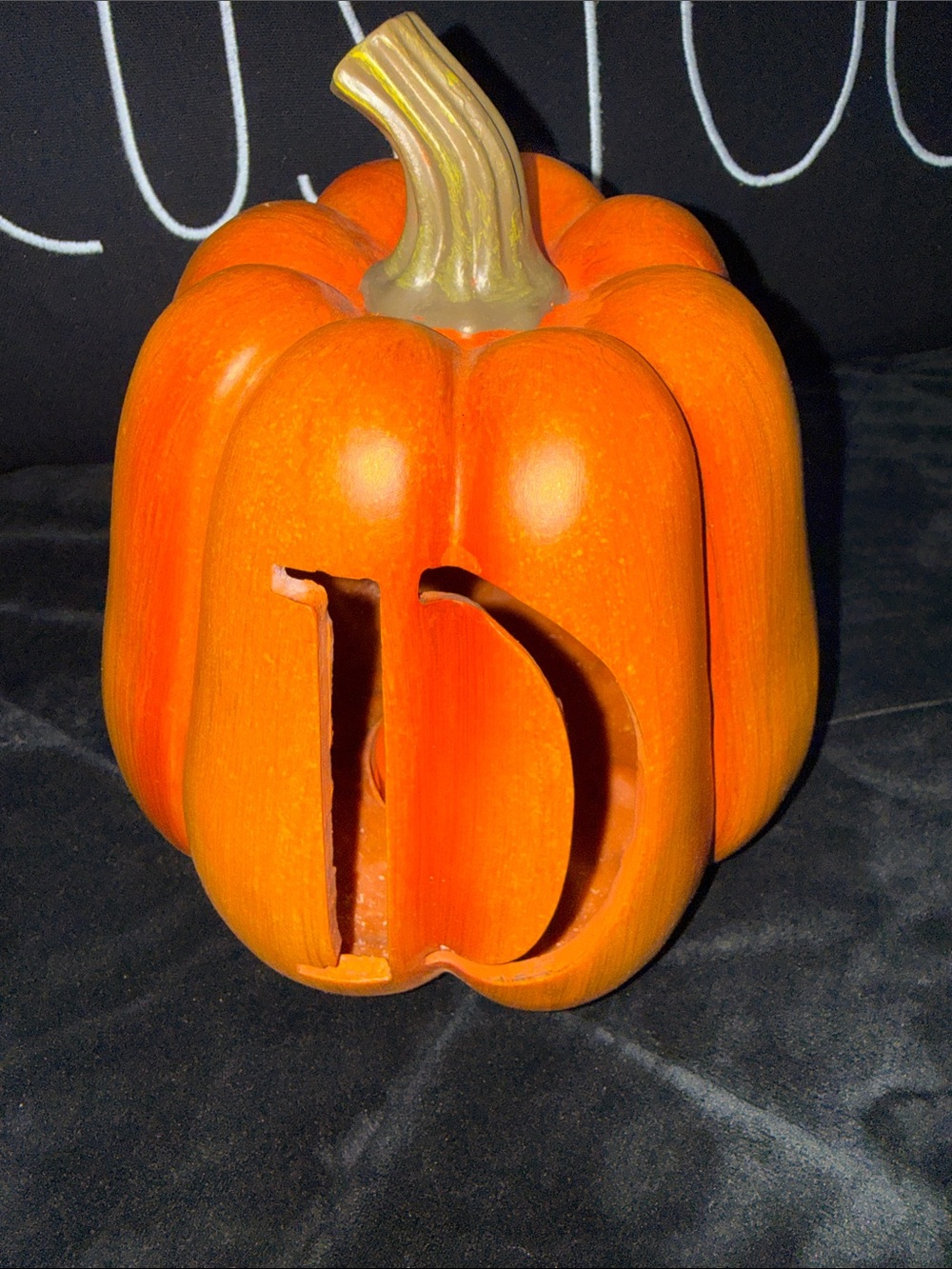 Orange Ceramic Pumpkin Luminary - Decorative Home Accent “D”